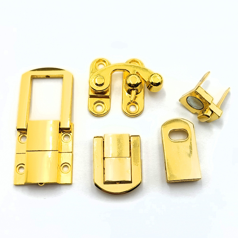 New Jewelry Box Hardware Accessory Replacement Wooden Boxes Gold Decorative Locks Clasp Hooks Metal Latch Hook Hasp Horn Lock