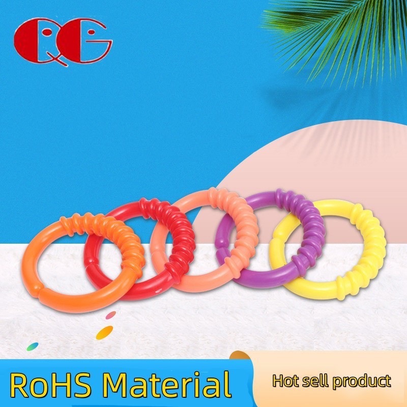 Baby Connecting Rings Toy for Hanging Stroller Car Toys Rainbow environmental protection material plastic ring