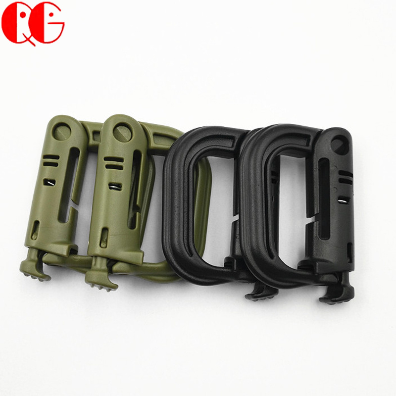 Hanging Spring Snap Key Chain Clip Hook Screw Lock Buckles Plastic D Ring Shape Buckle Tactical Carabiners Climbing D Rings