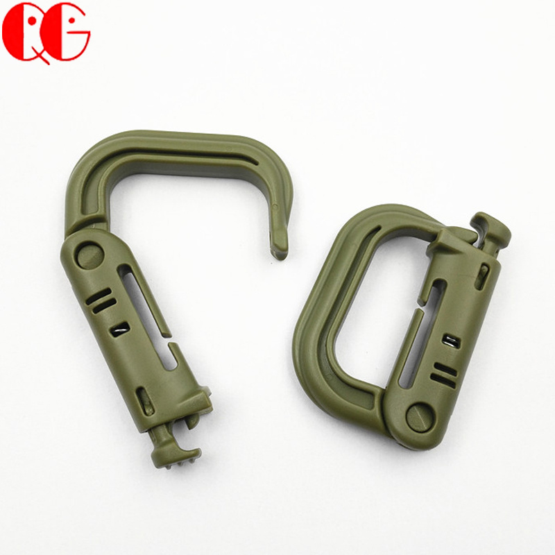 Hanging Spring Snap Key Chain Clip Hook Screw Lock Buckles Plastic D Ring Shape Buckle Tactical Carabiners Climbing D Rings