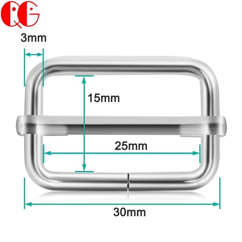 Custom Belt Buckles Manufacture Backpack DIY Accessories Silver Rectangle Adjustable Webbing Buckle 1 inch Metal Triglide Slides