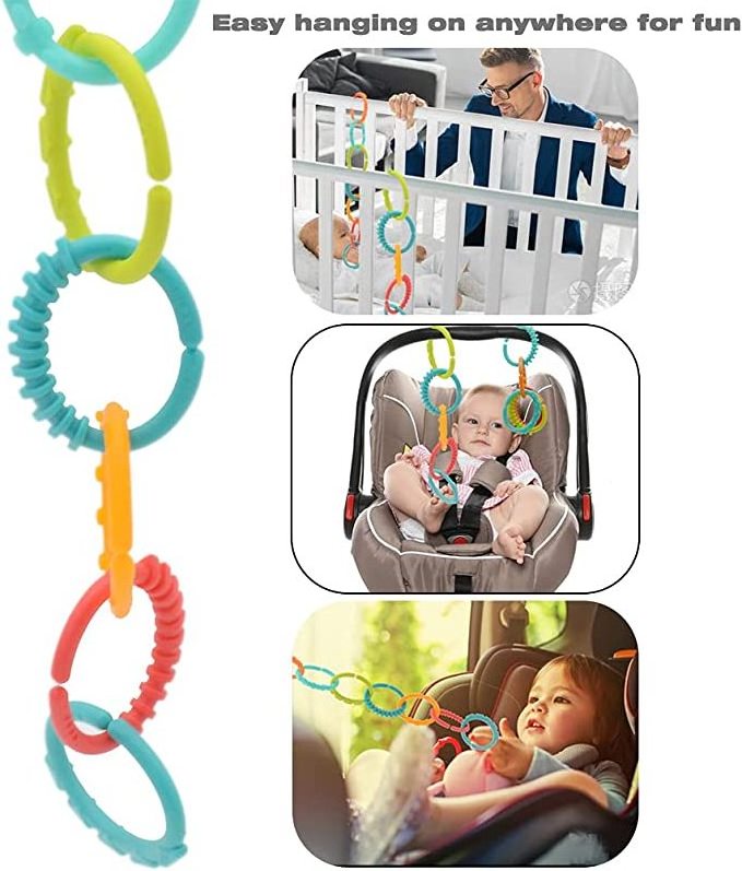 Baby Connecting Rings Toy for Hanging Stroller Car Toys Rainbow environmental protection material plastic ring