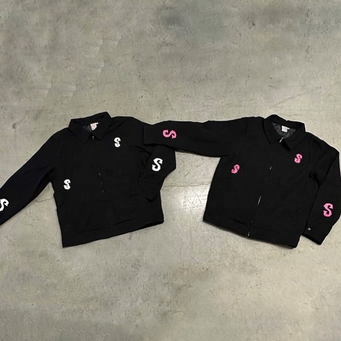 OEM Custom patch embroidery logo long sleeve turn-down collar jackets man black canvas cotton twill work zip up jacket men