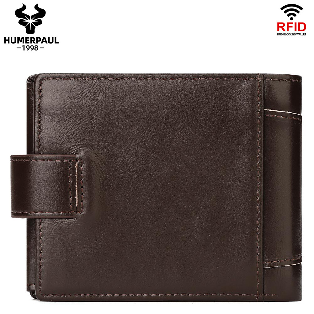 HUMERPAUL wholesale customization genuine leather men's wallet retro RFID multi-card wallet Short cowhide Organizer purse