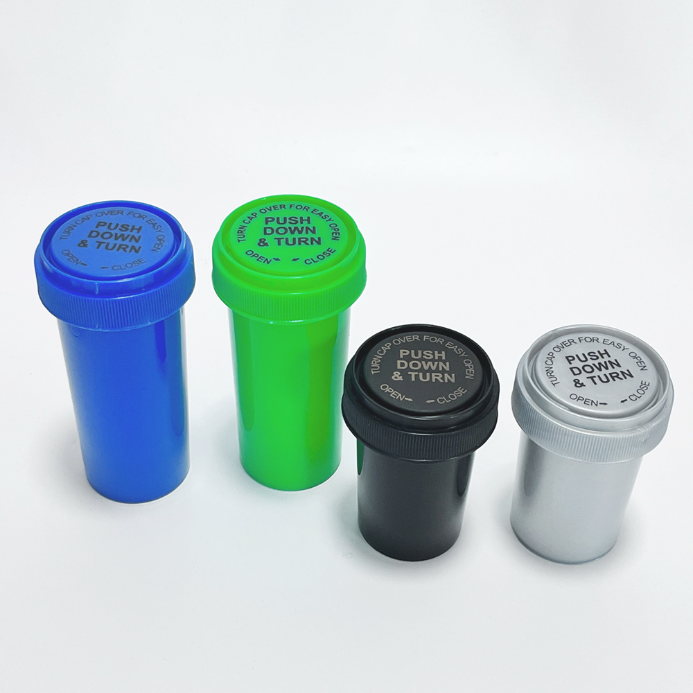 High Quality Plastic Pharmacy Packing Reversible Cap Vials Thumb Tab Pill Bottle