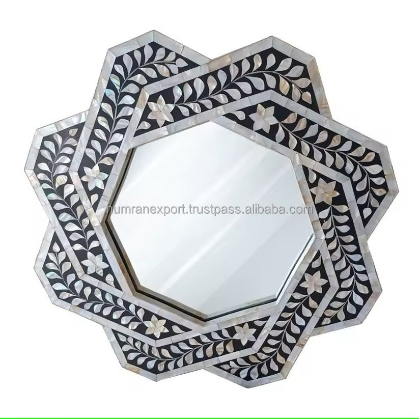 Indian Handmade Bone Inlay Wall Mirror For House Wall Decoration Bathroom Mirror At Cheap Price