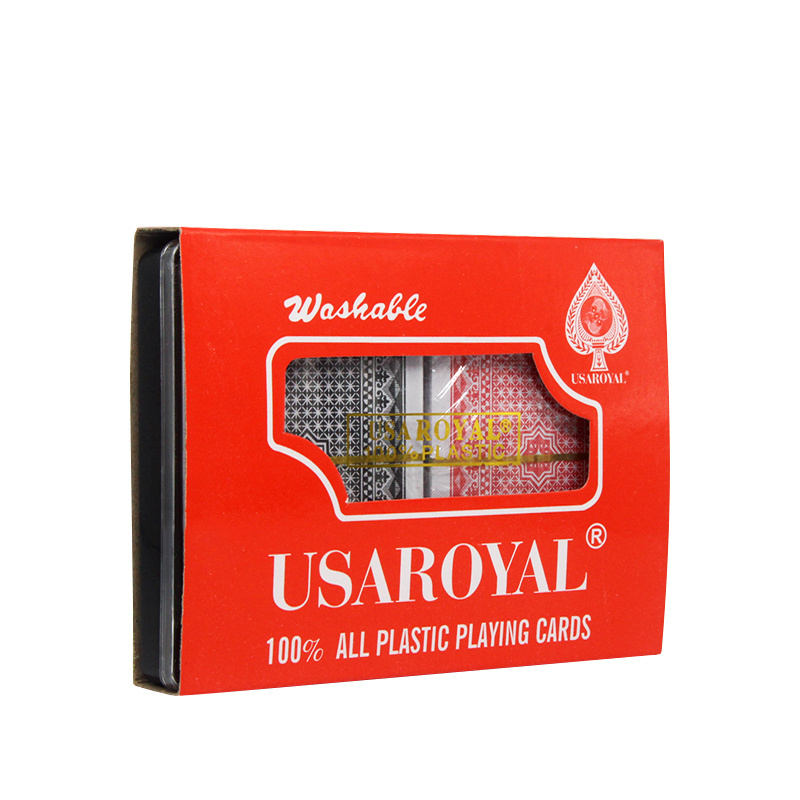 USAROYAL Wholesale Manufacturers PVC 100% Plastic Poker Travel Waterproof Custom Logo Poker Playing Card Set with Double Box Set