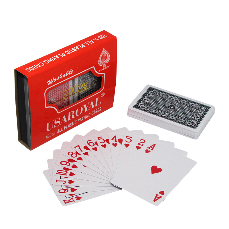 USAROYAL Wholesale Manufacturers PVC 100% Plastic Poker Travel Waterproof Custom Logo Poker Playing Card Set with Double Box Set