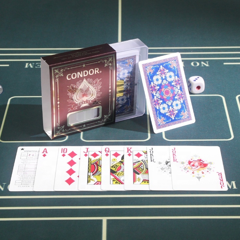 Free Sample CONDOR 6898 Playing Cards Double-sided Frosted Waterproof PVC Plastic Playing Cards For Casino Poker Club