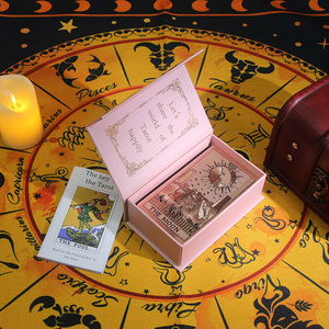 Latest Arrival Pink Gold Foil Tarot Decks Wholesale Custom Impression Cartes De Tarot Cards Set With Guidebook For Beginners