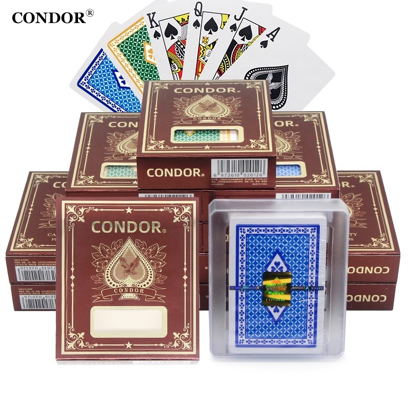 Free Sample CONDOR 6888 Playing Cards Double-sided Frosted PVC Waterproof Plastic Playing Cards For Casino Poker Club