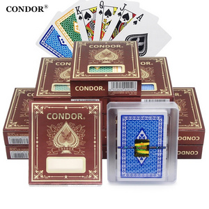 Free Sample CONDOR 6888 Playing Cards Double-sided Frosted PVC Waterproof Plastic Playing Cards For Casino Poker Club