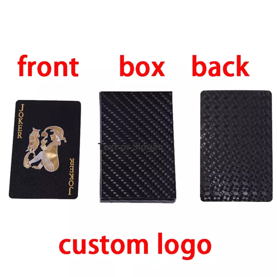 Wholesale Custom Printing Playing Cards Black Gold PVC Plastic Playing Cards Waterproof Poker