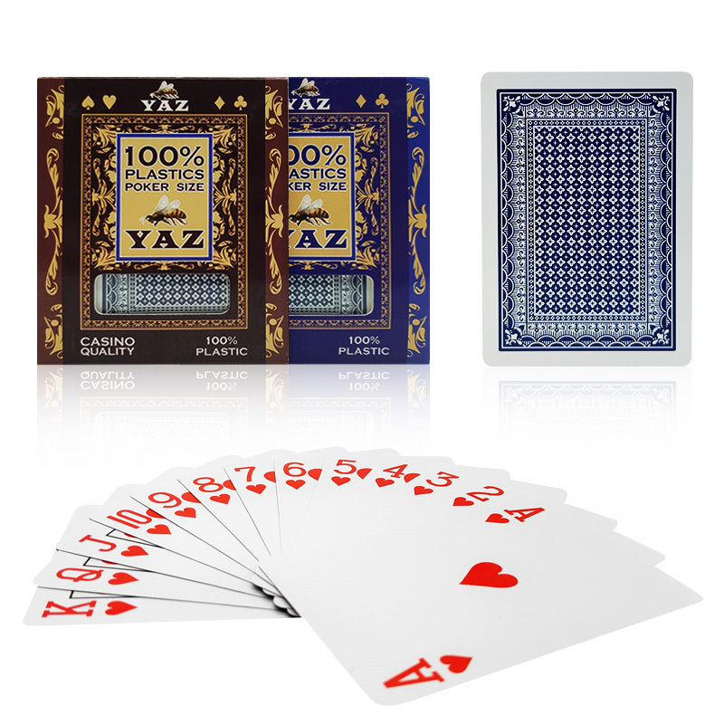 YAZ Poker Cards OEM High Quality Waterproof Plastic Poker Playing Cards Custom Casino Poker Playing Cards Set Double Box Sets