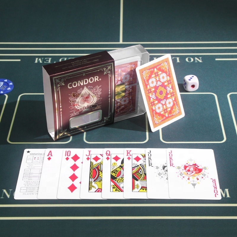 Free Sample CONDOR 6898 Playing Cards Double-sided Frosted Waterproof PVC Plastic Playing Cards For Casino Poker Club