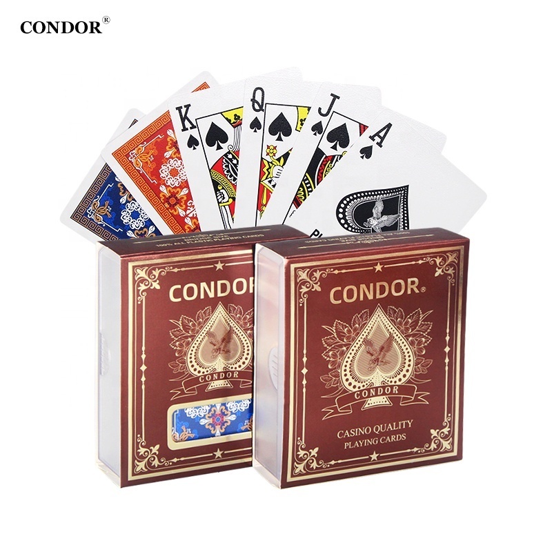 Free Sample CONDOR 6898 Playing Cards Double-sided Frosted Waterproof PVC Plastic Playing Cards For Casino Poker Club