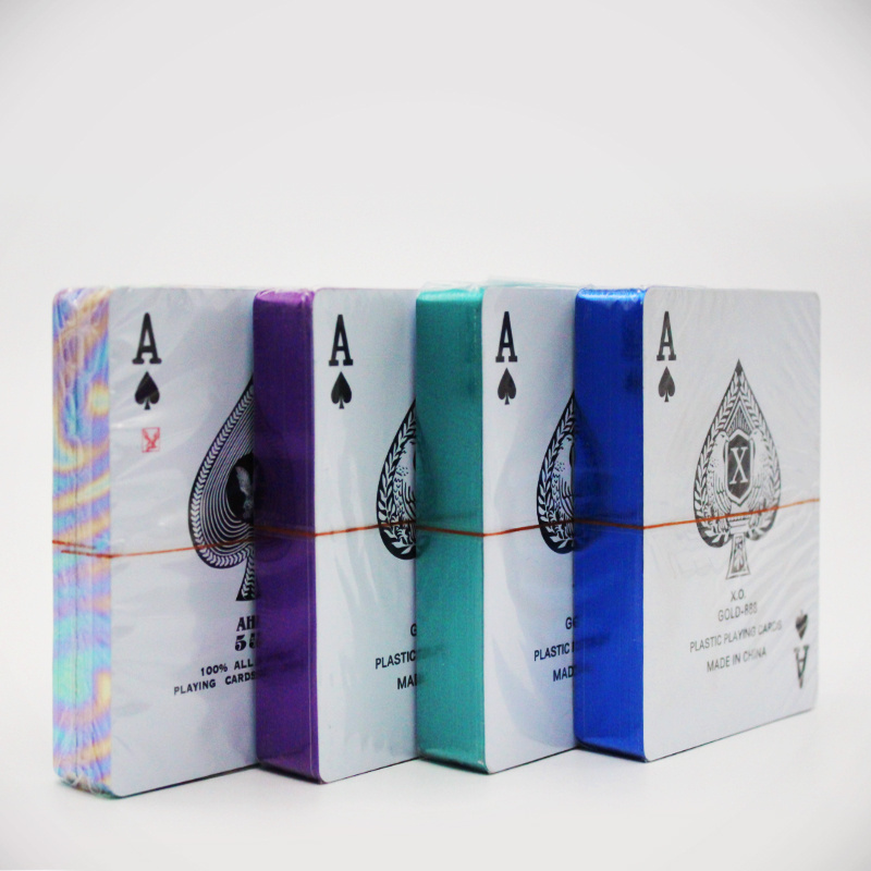 AHUA 111 555 888 100% All Plastic Colorful Gold Edge Playing Cards Poker Wholesale Customized Logo Playing Cards