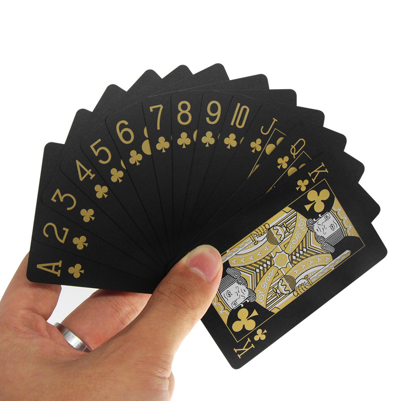 Poker Supplier High Quality Custom Playing Cards Black Waterproof Plastic PVC Poker Card With Iron Metal Box