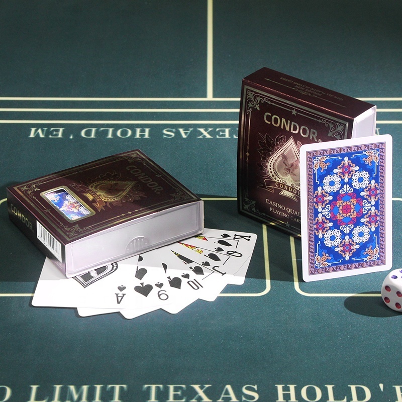 Free Sample CONDOR 6898 Playing Cards Double-sided Frosted Waterproof PVC Plastic Playing Cards For Casino Poker Club