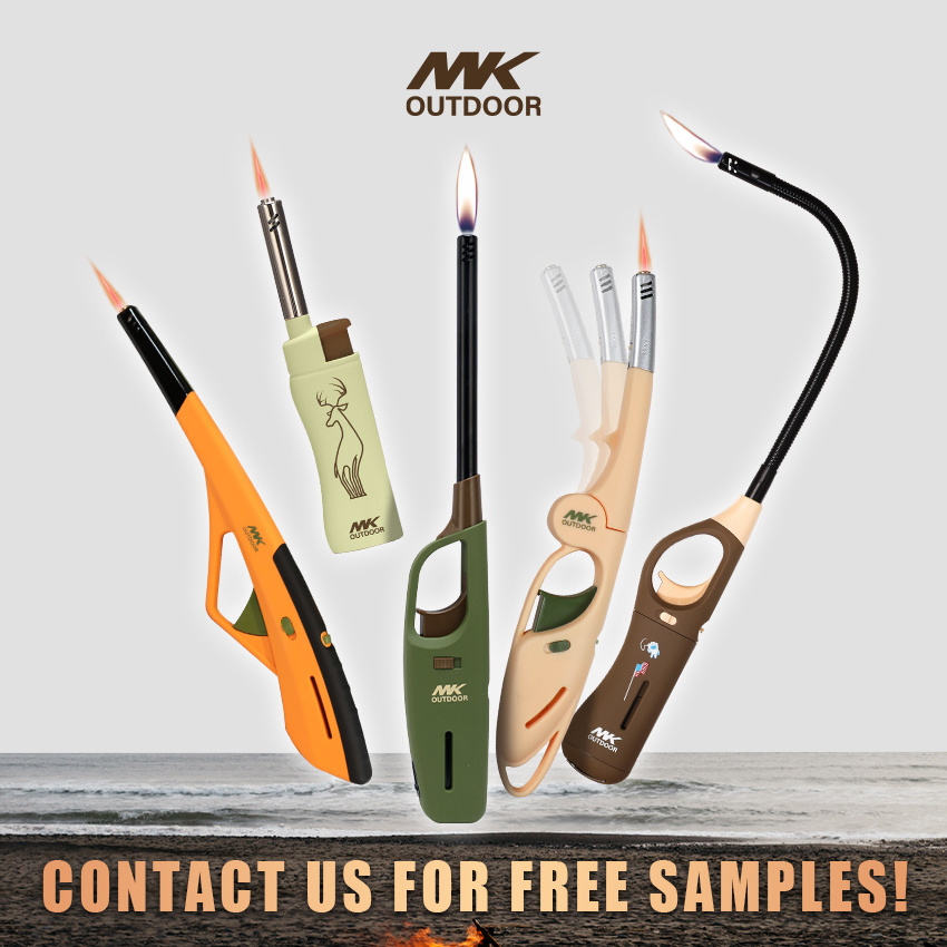 MK electric custom long candle bbq lighter cigar jet gas lighter strong jet flame electric arc flam bbq lighter