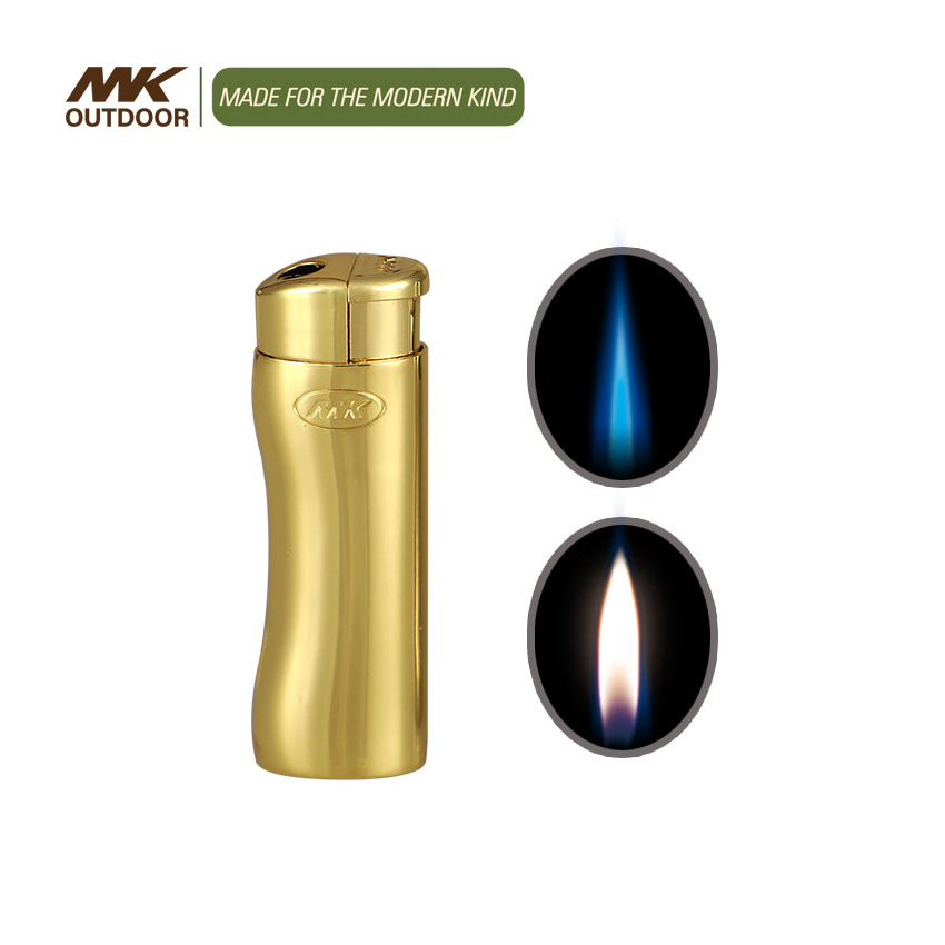 MK butane bamboo custom logo petrol gys lighter sleeve gas gold metal lighter case metal lighter sleeve