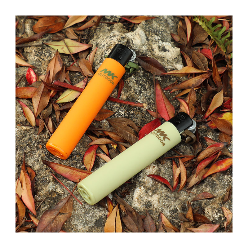 MK Wholesale Slim Flint Lighters Bulk Butane Gas Fancy Match Flint Lighter Kitchen Small Size Round Flint Lighter