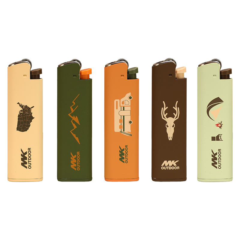 MK Art gas flame Metal lighters Case Flint Wheel cigarette Disposable Lighter Flint Metal Flint Lighter