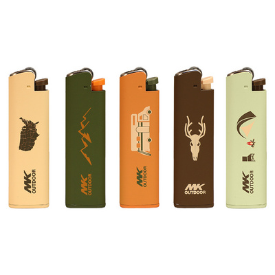 MK Art gas flame Metal lighters Case Flint Wheel cigarette Disposable Lighter Flint Metal Flint Lighter