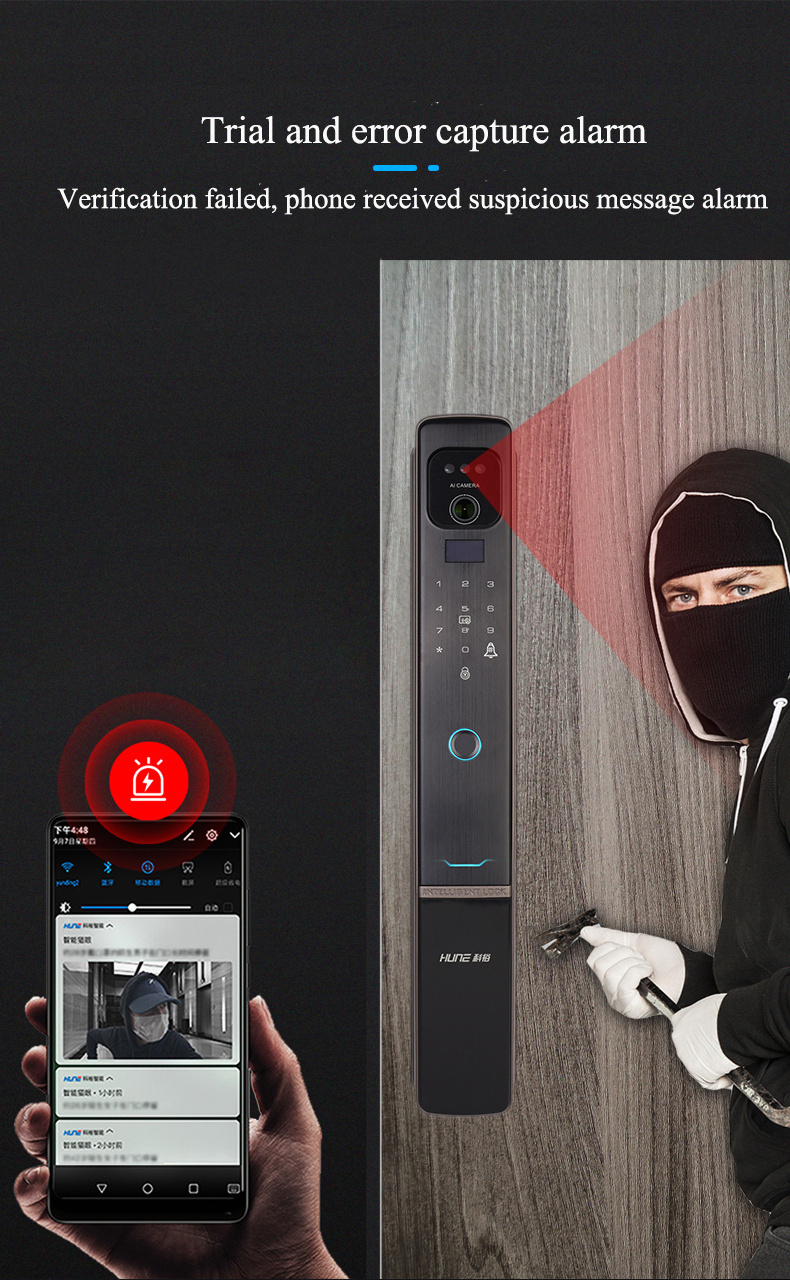 HUNE 3d Face Recognition Smart Door Lock With Camera Cerradura Wifi Biometric Fingerprint Security Fully Automatic Smart Lock