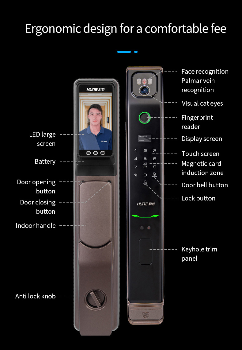 High Quality Smart 3D Face Recognition Biometric Fingerprint Door Lock Security Fully Automatic Smart Door Lock