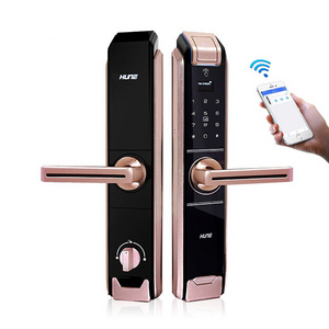 2023 Top sales quality WIFI Titanium alloy Anti-theft digital fingerprint automatic smart door lock with password code card