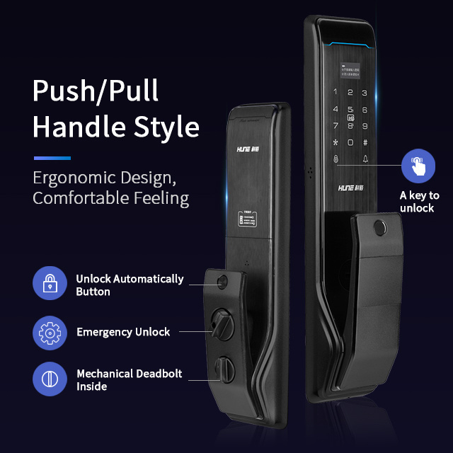 HUNE waterproof biometric fingerprint digital electronic door lock system