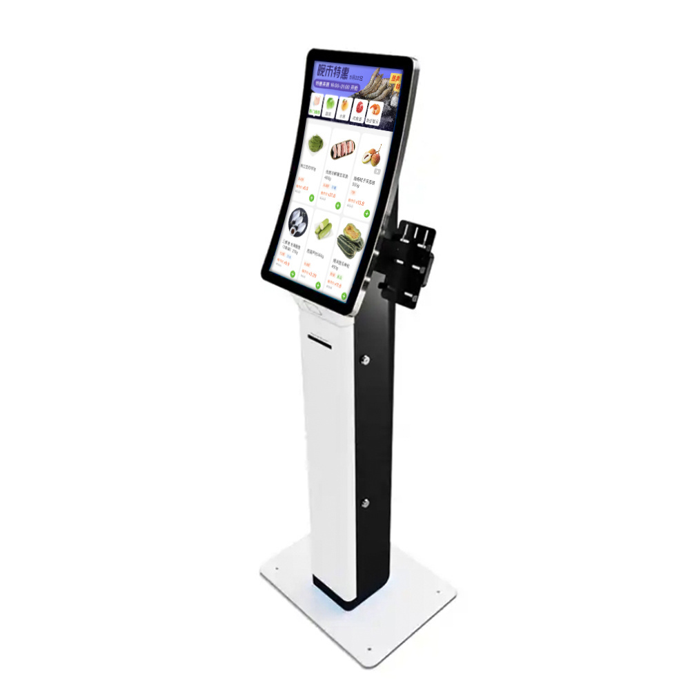 23.6 inch touch curved screen self service food ordering kiosk information checking payment terminal kiosk