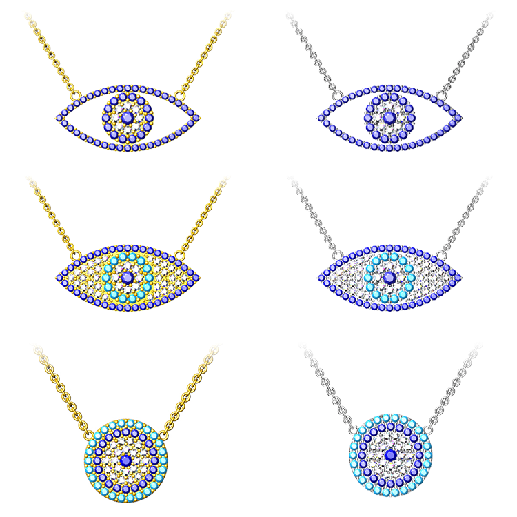 Evil-Eye Necklace Jewelry Pendant Gold Plated Stainless Steel Pendants Charm 18k Kolye