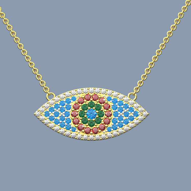 Evil-Eye Necklace Jewelry Pendant Gold Plated Stainless Steel Pendants Charm 18k Kolye