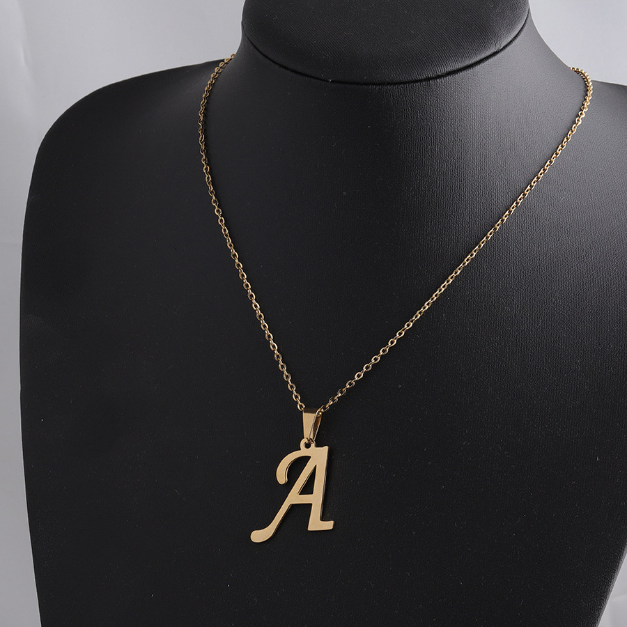 Gold Plated Stainless Steel 26 Letters i-q-o-s Necklace