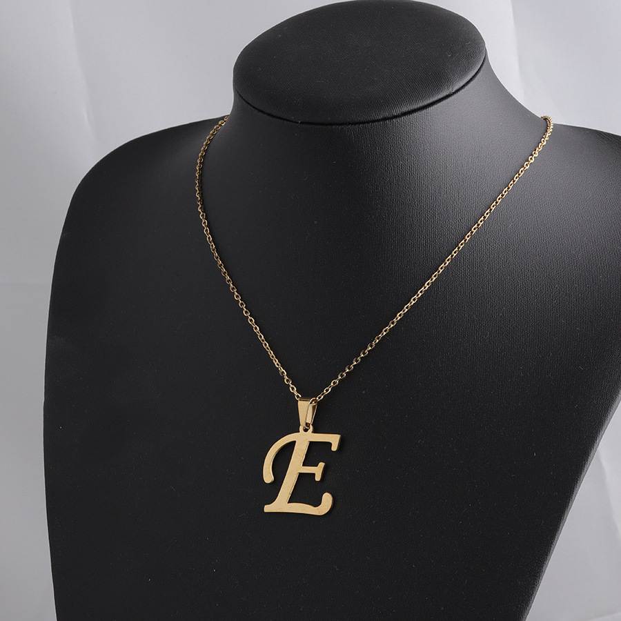 Gold Plated Stainless Steel 26 Letters i-q-o-s Necklace