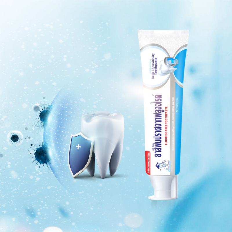 AHQ Relief Sensitivity Fluoride-Free Toothpaste Thai version protect sensitive teeth 108g OEM/ODMservice toothpaste manufacturer