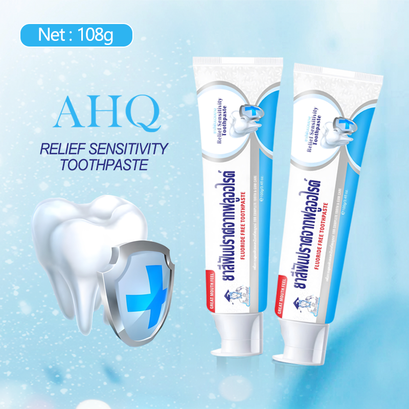 AHQ Relief Sensitivity Fluoride-Free Toothpaste Thai version protect sensitive teeth 108g OEM/ODMservice toothpaste manufacturer