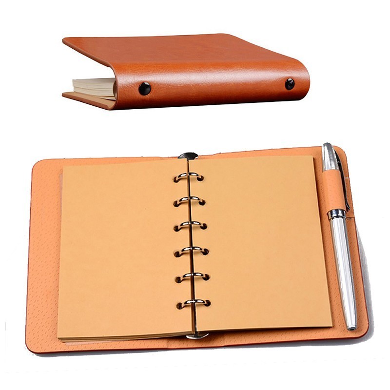 Pocket PU cover refillable leather notebook notepad jotter binder personal organiser sketchbook hard cover A7 cute diary planner