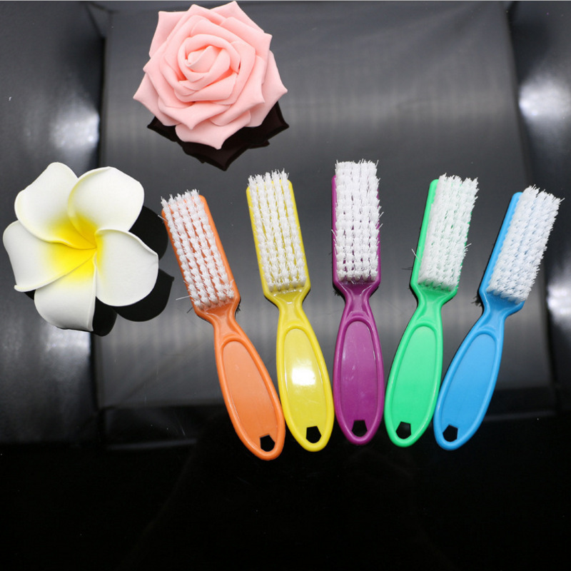 6 Pcs Handle Grip Nail Powder Brush Nail Cleaning Brushes for Toes and Fingernail