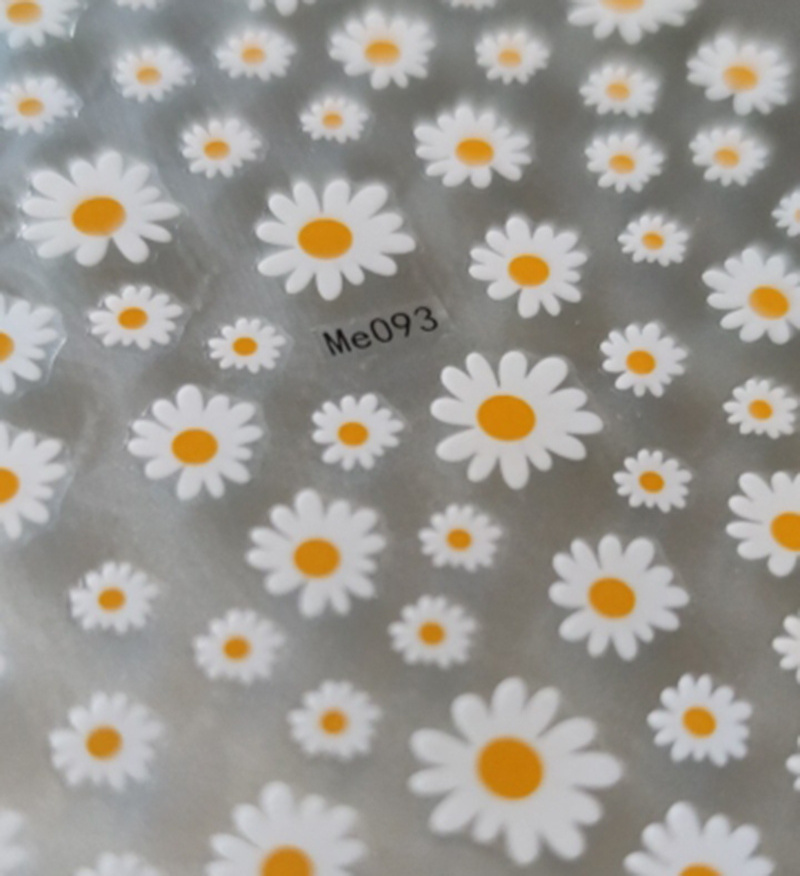 Nail Art Decals Summer Daisy Fruits White Florals Petals Flowers Back Glue Nail Stickers Decoration For Nail Tips Beauty