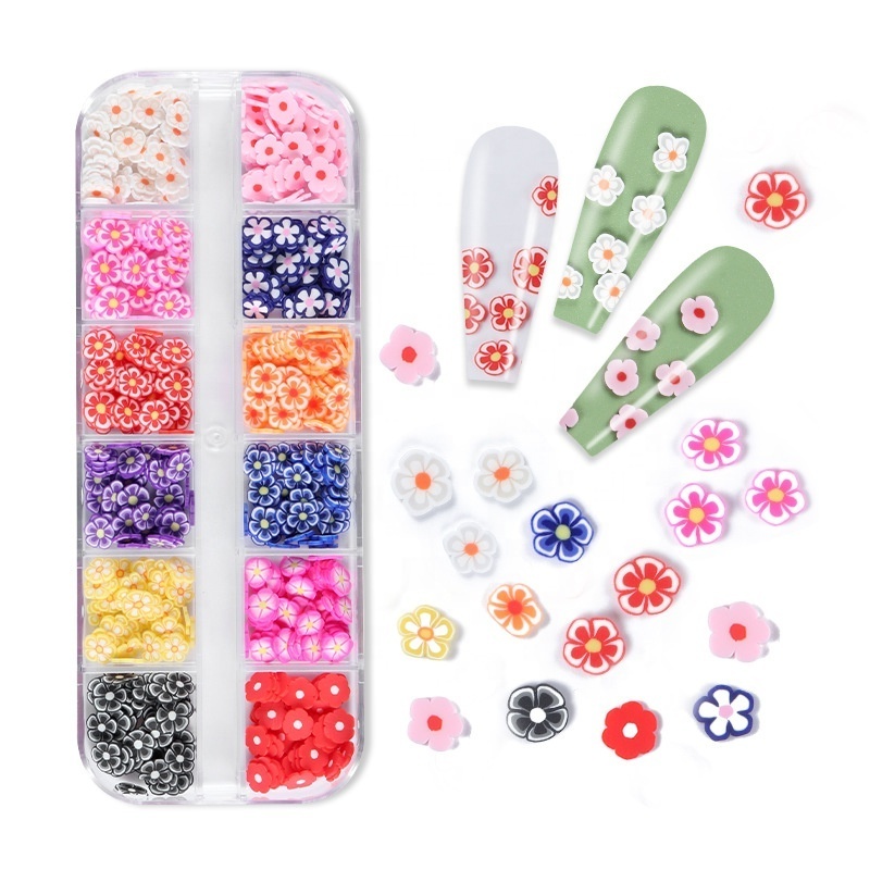 Nail Art Slices Colorful Flower and Fruit Slime Nail Decals Polymer Clay Slice for Nail Art