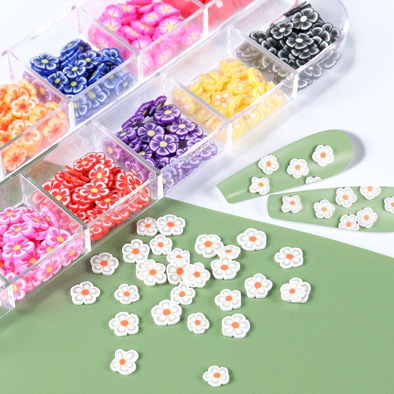 Nail Art Slices Colorful Flower and Fruit Slime Nail Decals Polymer Clay Slice for Nail Art