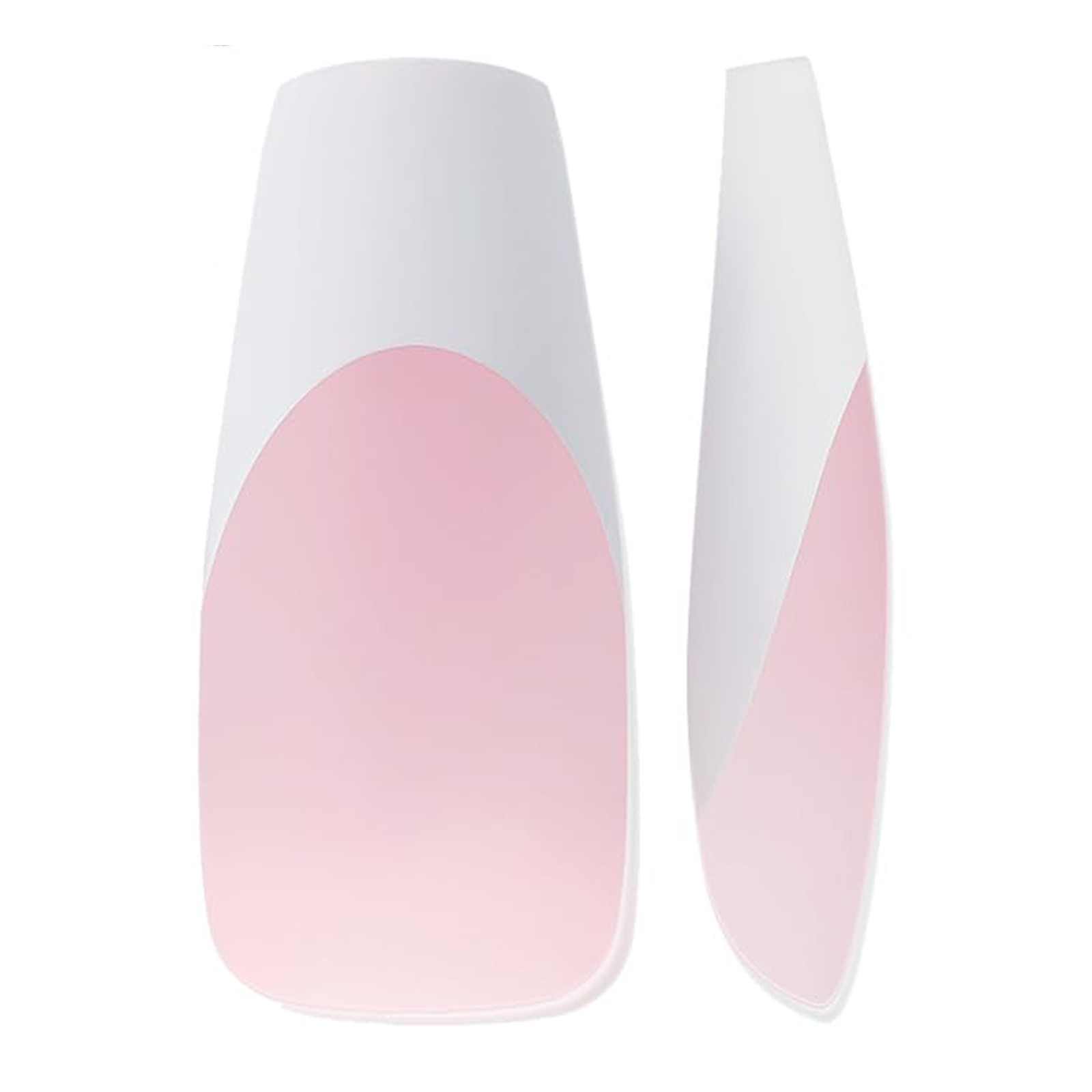 French Gel Nail Tips -240Pcs French Press on Nails Pink Square 3 in 1 X-coat Tips Pre-applied Tip Primer & Base Coat