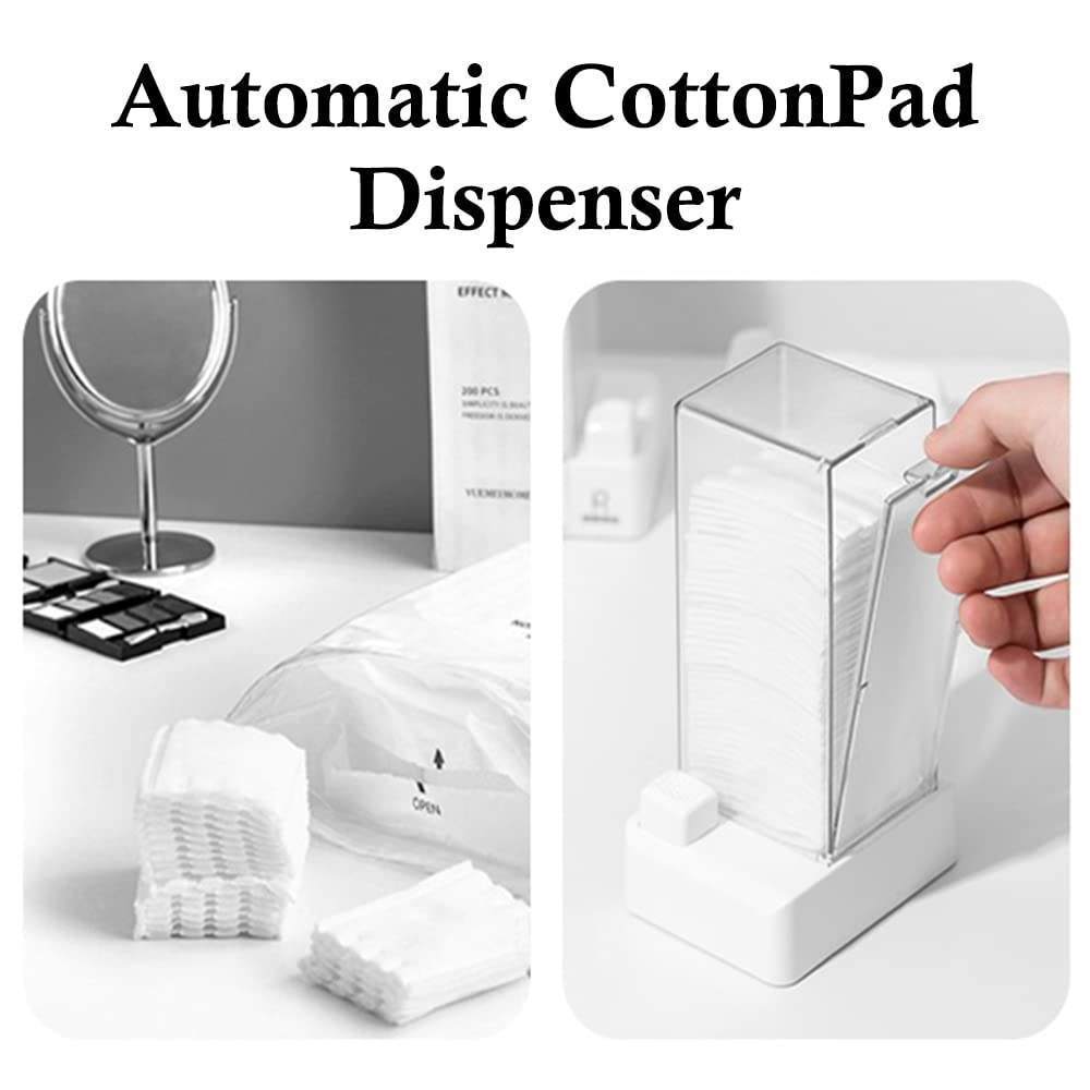 Automatic Cotton Pad Dispenser Square Press Out Cosmetic Cotton Pad Holder and Organizer Lint-Free Nail Wipes with Dispenser