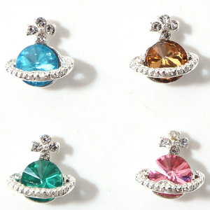 Luxury Nail Alloy Kawaii Colorful Planet Glitter Rhinestone Charm Stones For Nail Dangle Charms