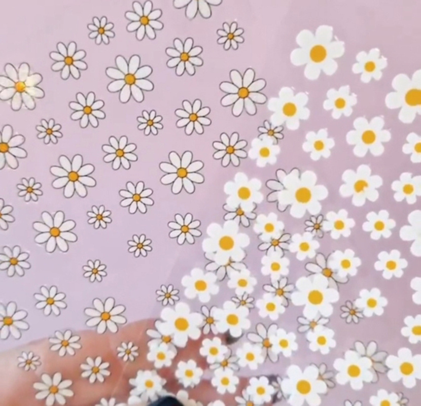 Nail Art Decals Summer Daisy Fruits White Florals Petals Flowers Back Glue Nail Stickers Decoration For Nail Tips Beauty