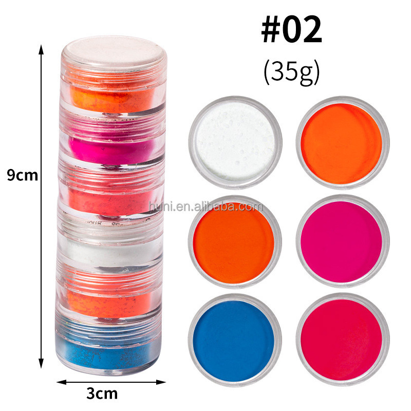 Neon Phosphor Pigment Powder Set Fluorescent Nail Glitter Eye Powder Manicure Decoration Glow in The Dark Pigment