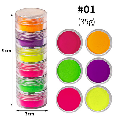 Neon Phosphor Pigment Powder Set Fluorescent Nail Glitter Eye Powder Manicure Decoration Glow in The Dark Pigment